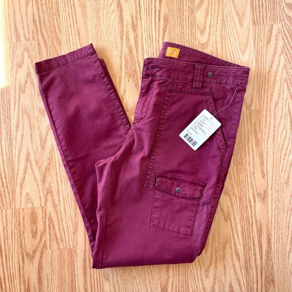 Pilcro and the Letterpress Womens Cargo Jeans Size 12 Cranberry Wine Red Utility - Picture 7 of 9